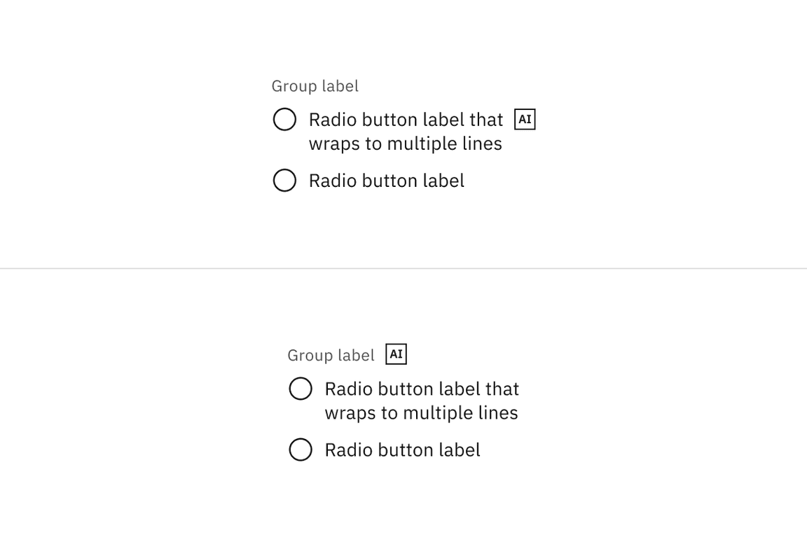 Spacing between a radio button and other components in a form